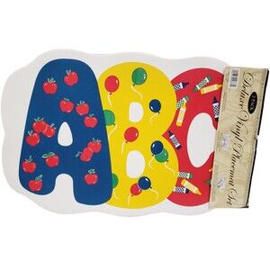 Set of 2 Same Kitchen Vinyl Placemats (18"x12") BACK TO SCHOOL, COLORFUL ABC, BH